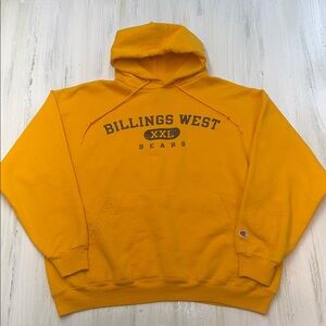 Champion Gold Hoodie with Billings West Bears Design